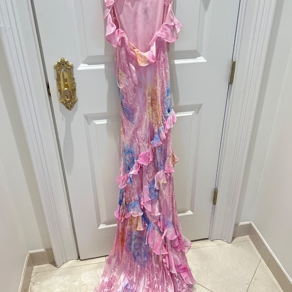 LoveShackFancy Rialto Floral Chiffon Maxi Dress in Candy Sparkle, Size 6 - Picture 3 of 6